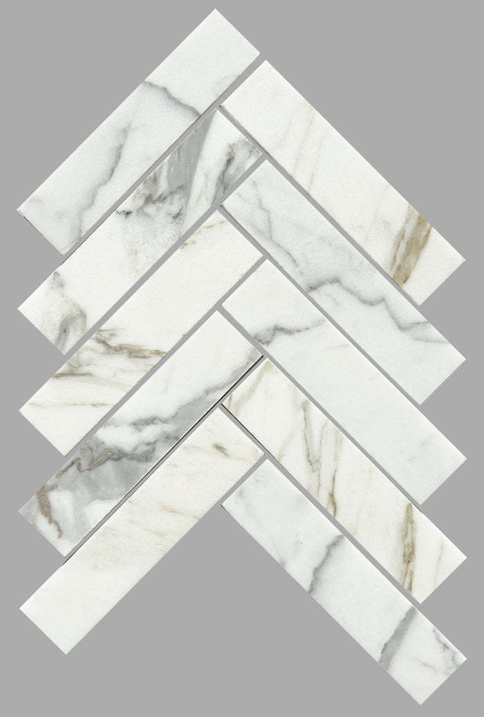 Artemis Herringbone Honed Marble Mosaic 35x150