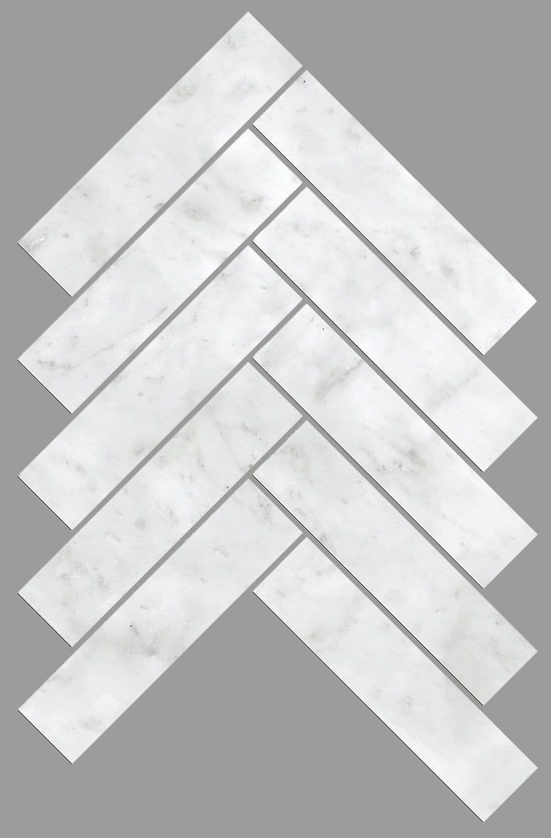 Artemis Herringbone Honed Marble Mosaic 35x150