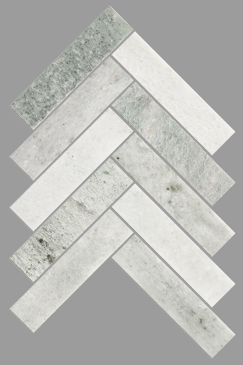 Artemis Herringbone Honed Marble Mosaic 35x150