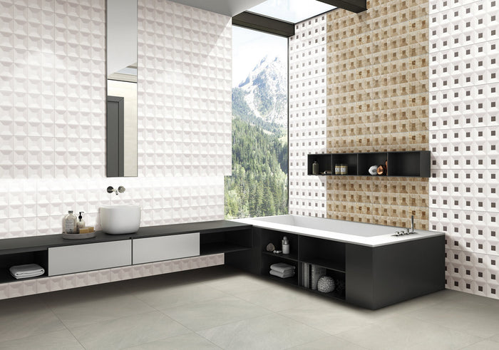 Winter Structured Gloss White Wall Tile 300x600