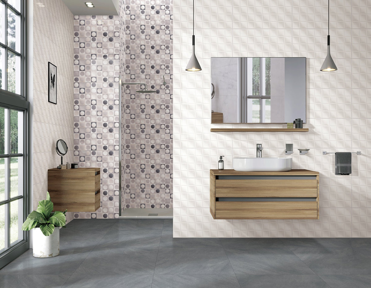 Winter Structured Gloss White Wall Tile 300x600