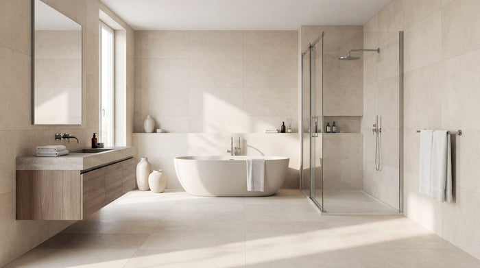 Gravita Lab Light porcelain tile room setting #Colour_Light