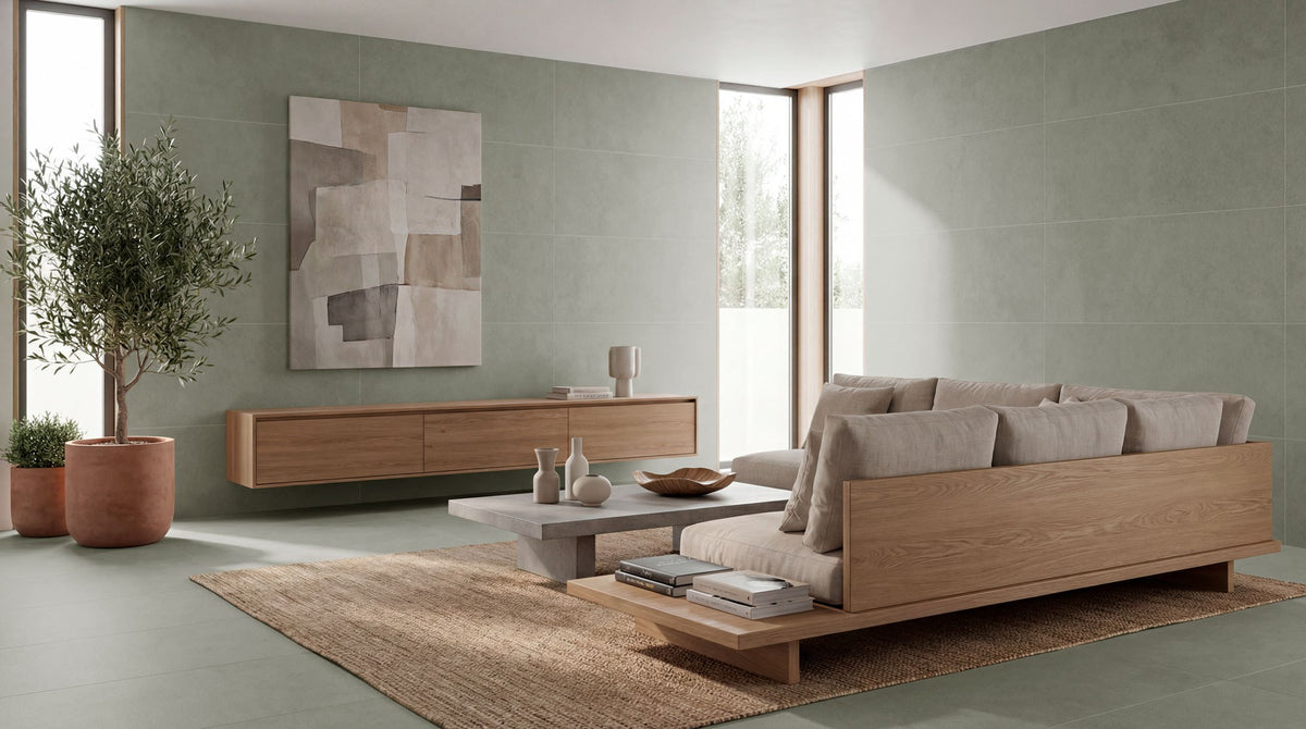 Gravita Lab Sage porcelain tile room setting