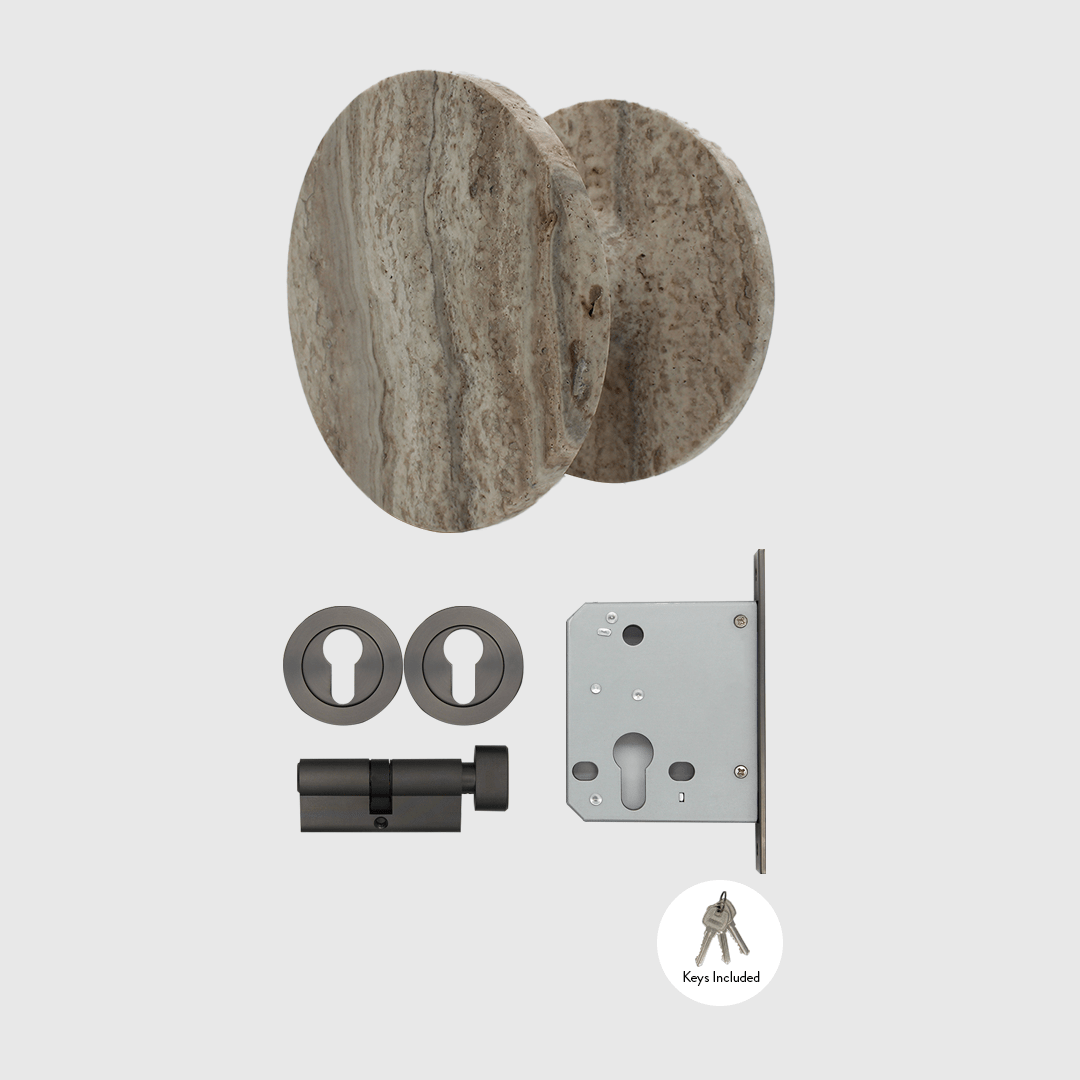 Lock & Entry Door Package in Silver Travertine | Zephra