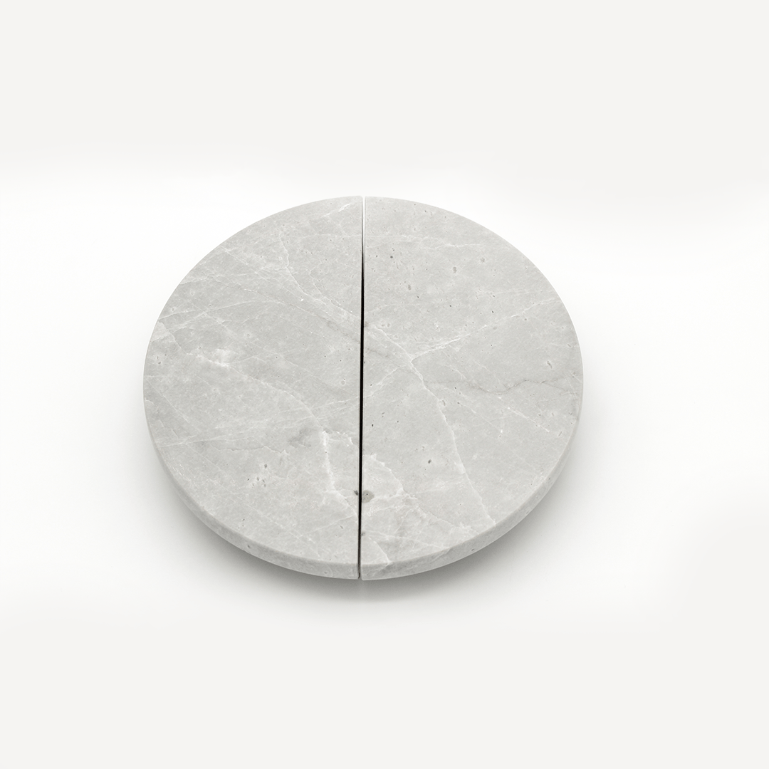 Stone Circular Cabinet Pull in Hermes Grey Marble | Zephra