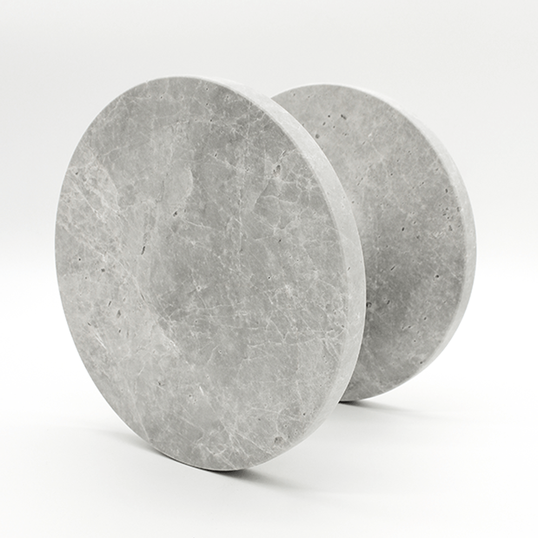 Stone Circular Front Door Entry Pull in Hermes Grey Marble | Zephra
