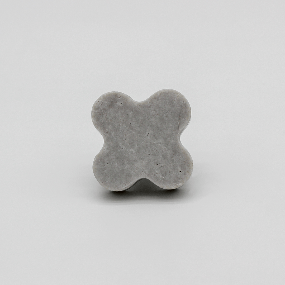 Stone Clover Cabinet Knob in Hermes Grey Marble | Zephra