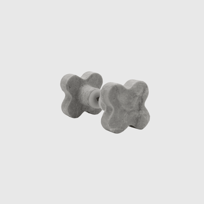 Stone Clover Shower Screen Knob in Hermes Grey Marble | Zephra #Finish_Hermes Grey Marble