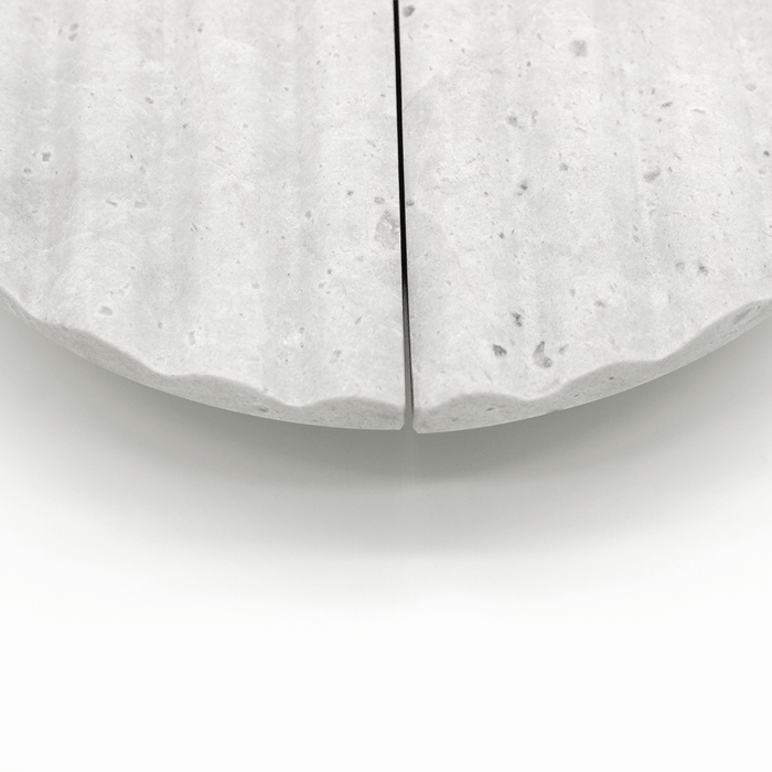 Stone Fluted Circular Cabinet Pull in Hermes Grey Marble | Zephra #Finish_Hermes Grey Marble