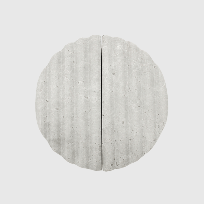 Stone Fluted Circular Cabinet Pull in Hermes Grey Marble | Zephra #Finish_Hermes Grey Marble