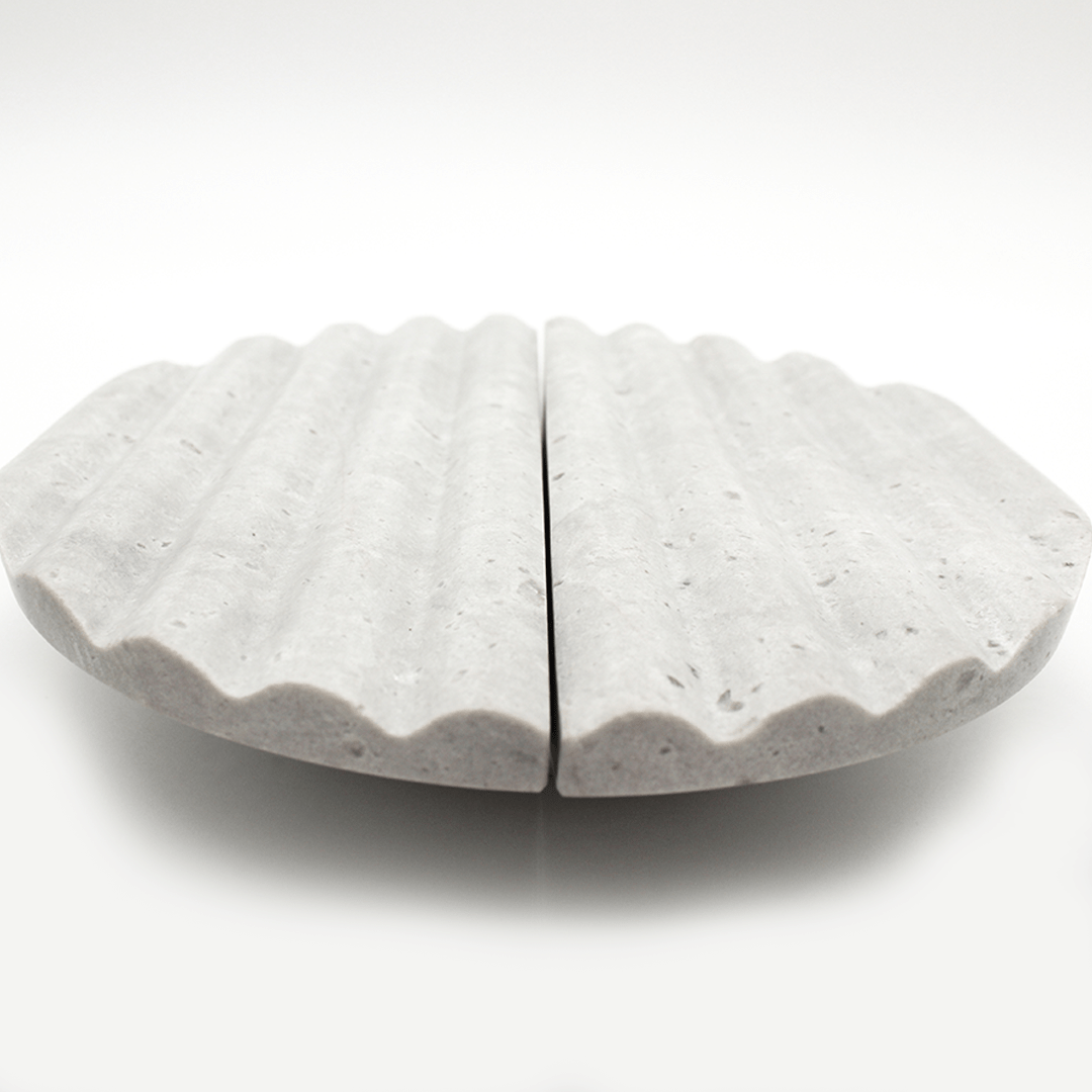 Stone Fluted Circular Cabinet Pull in Hermes Grey Marble | Zephra