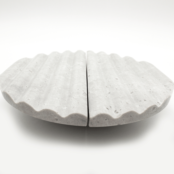 Stone Fluted Circular Cabinet Pull in Hermes Grey Marble | Zephra #Finish_Hermes Grey Marble