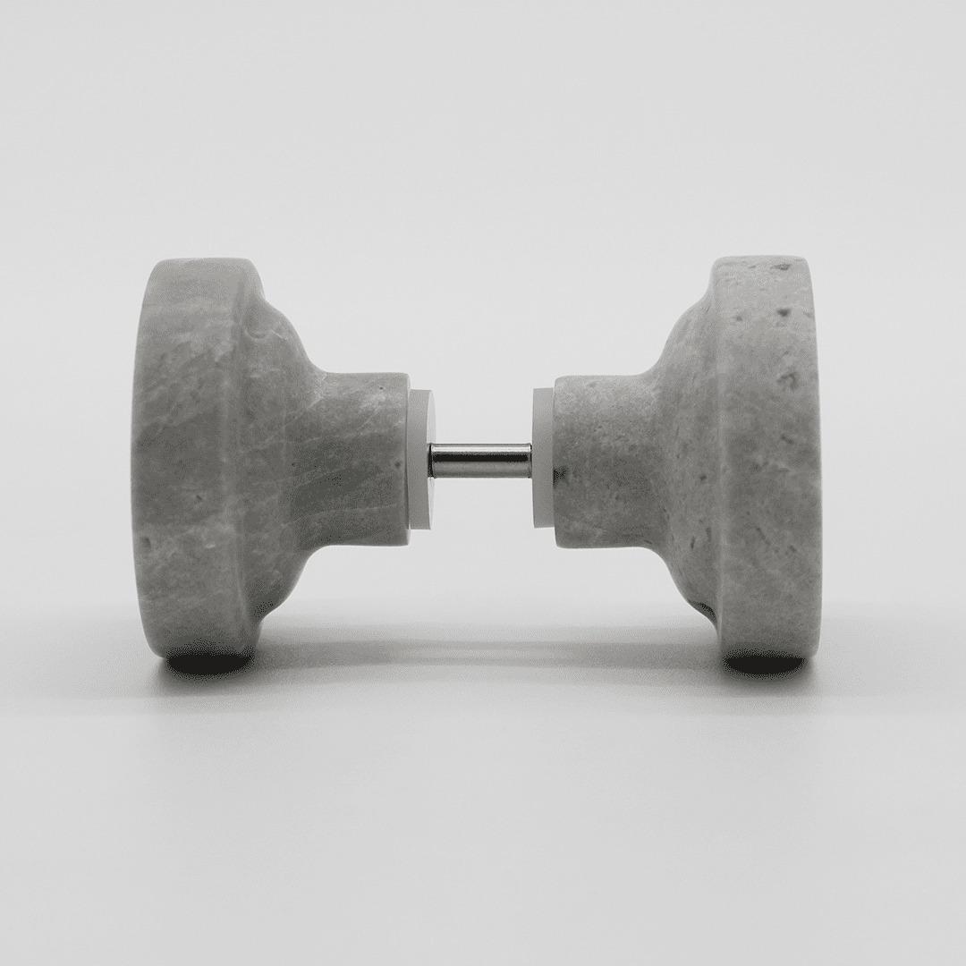Stone Round Shower Screen Knob in Hermes Grey Marble | Zephra