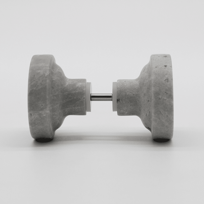 Stone Round Shower Screen Knob in Hermes Grey Marble | Zephra #Finish_Hermes Grey Marble