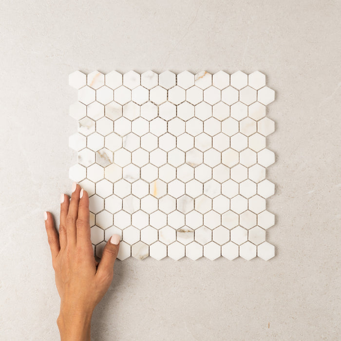 Calacatta Hexagon Marble Mosaic | Honed Natural Stone