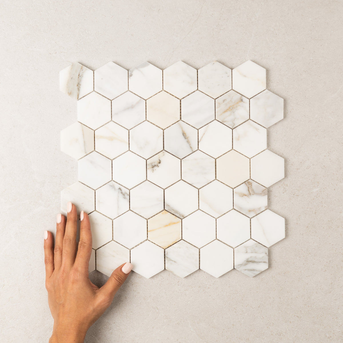 Calacatta Hexagon Marble Mosaic | Honed Natural Stone