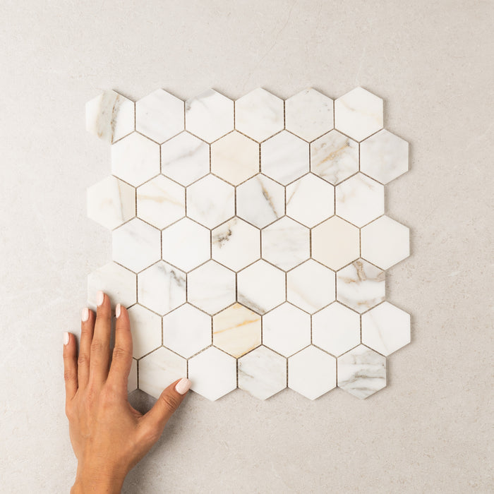 Calacatta Hexagon Marble Mosaic | Honed Natural Stone