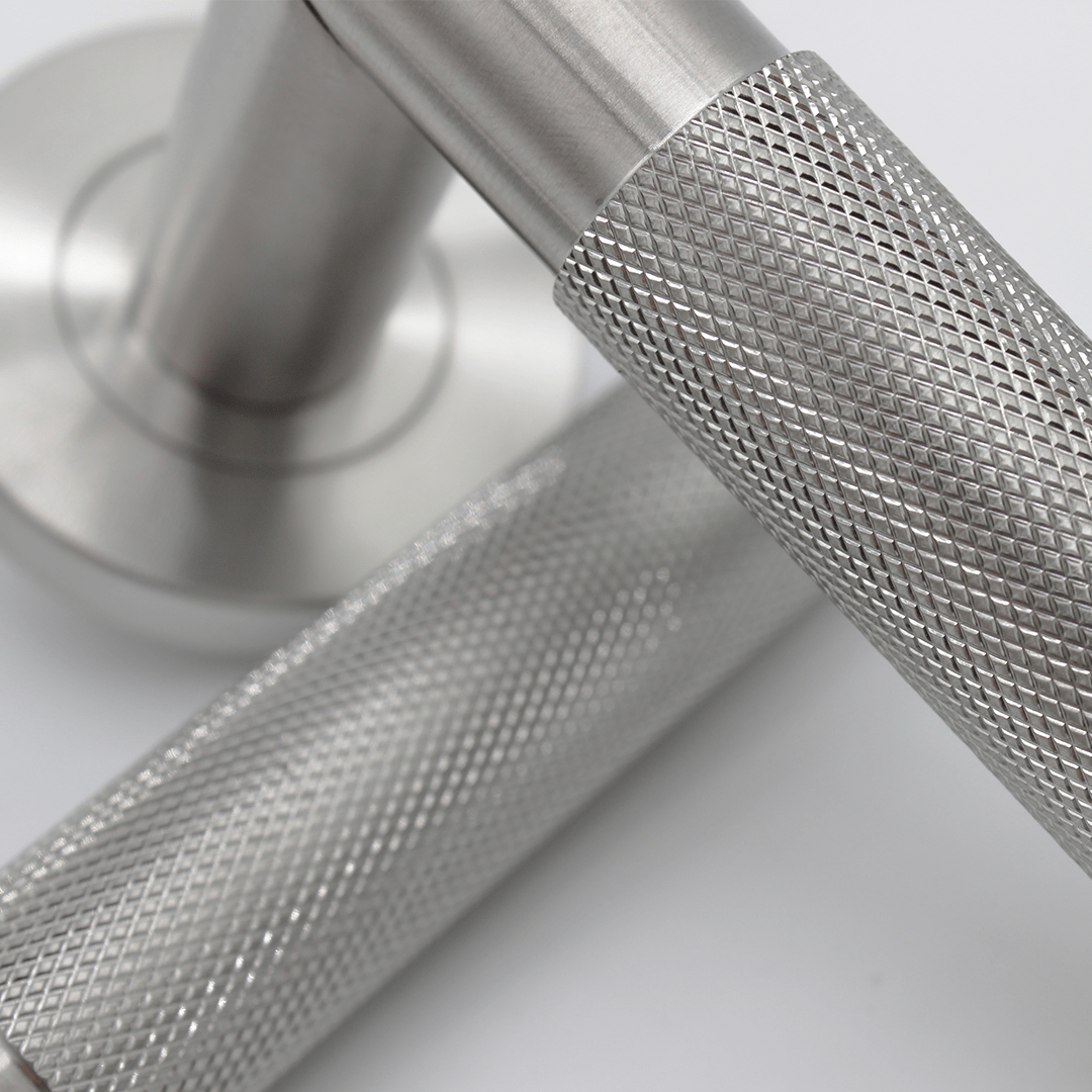Knurled Door Handle in Brushed Nickel | Zephra