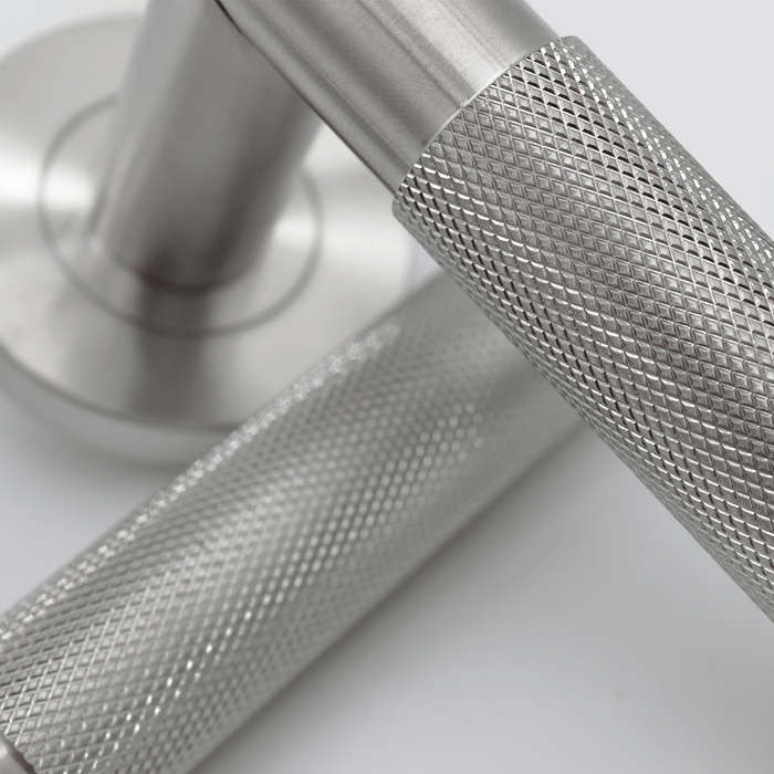 Knurled Door Handle in Brushed Nickel | Zephra #Finish_Brushed Nickel
