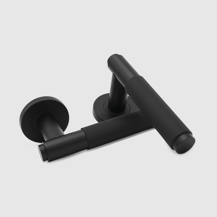 Knurled Door Handle in Matte Black | Zephra #Finish_Matte Black
