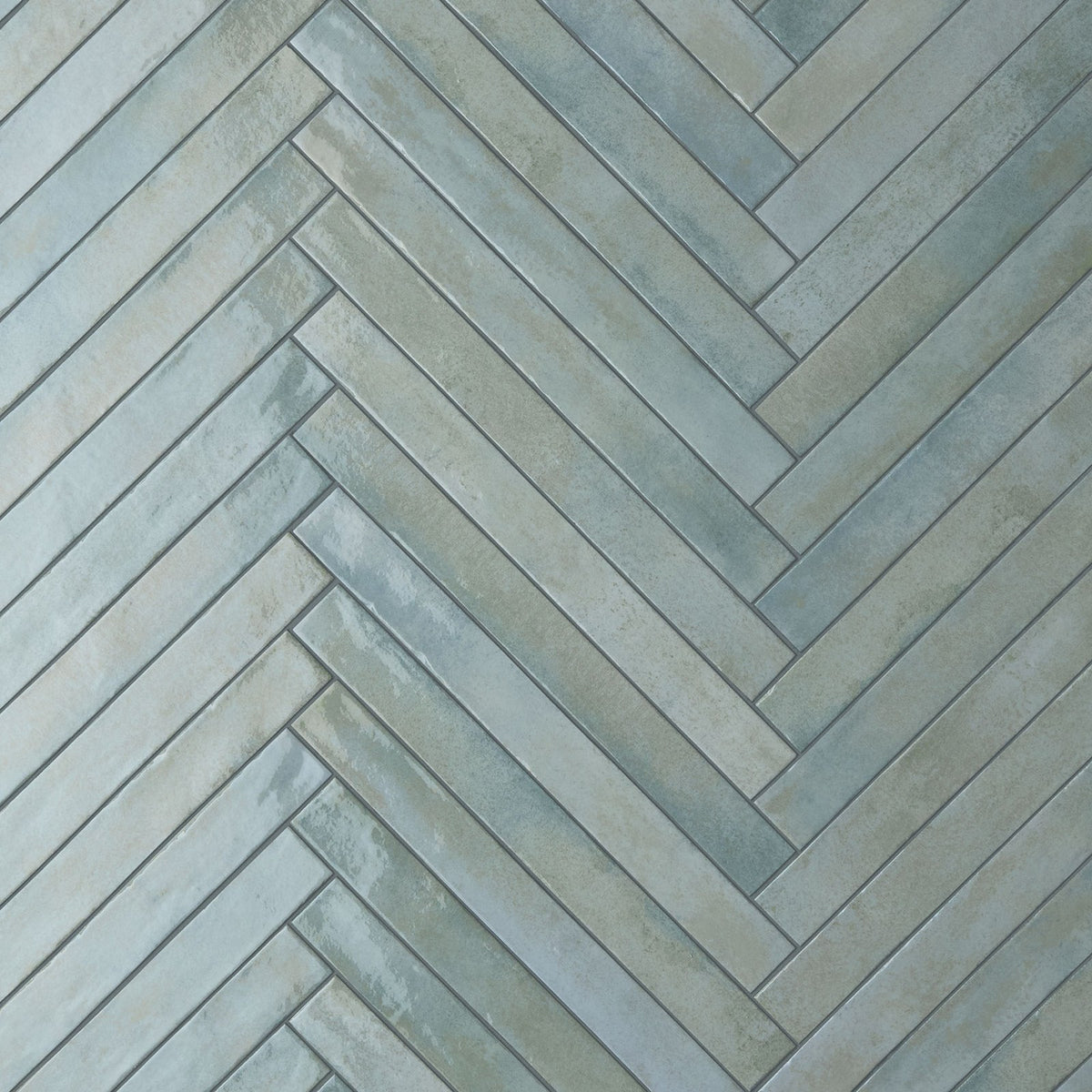 Life Turquoise 48 x 450 porcelain tiles laid in herringbone