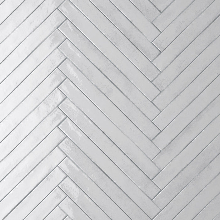 Life White 48 x 450 porcelain tiles laid in herringbone #Colour_White