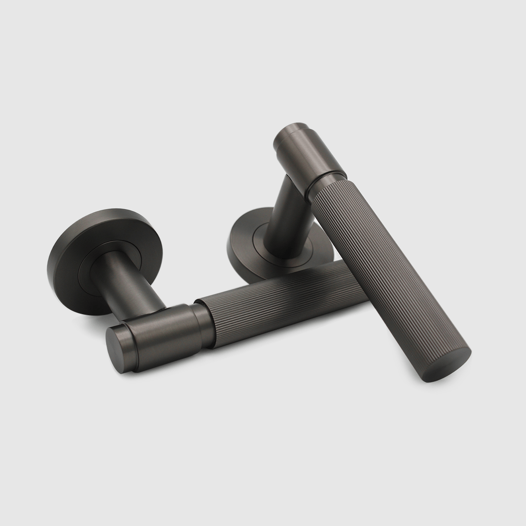 Passage Linear Door Handle Package in Gunmetal | Zephra