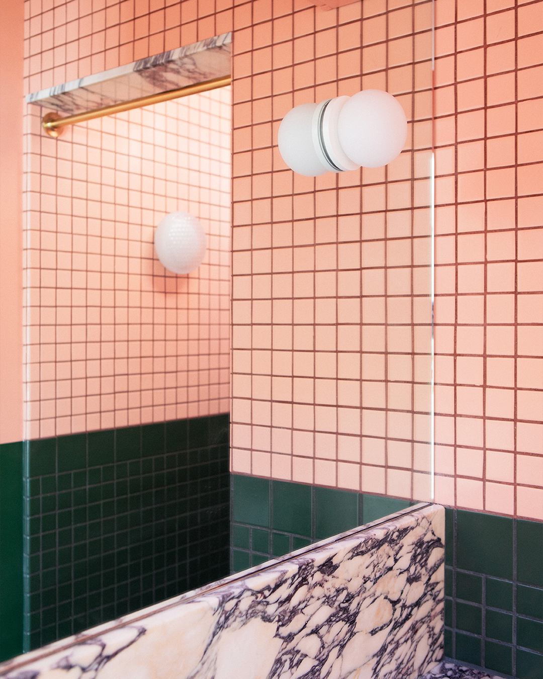 Nood Co Vesl Square Concrete Basin in Ivory, installed in a finished bathroom