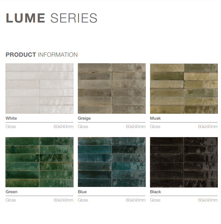 Lume Italian Subway Tiles 60x240mm