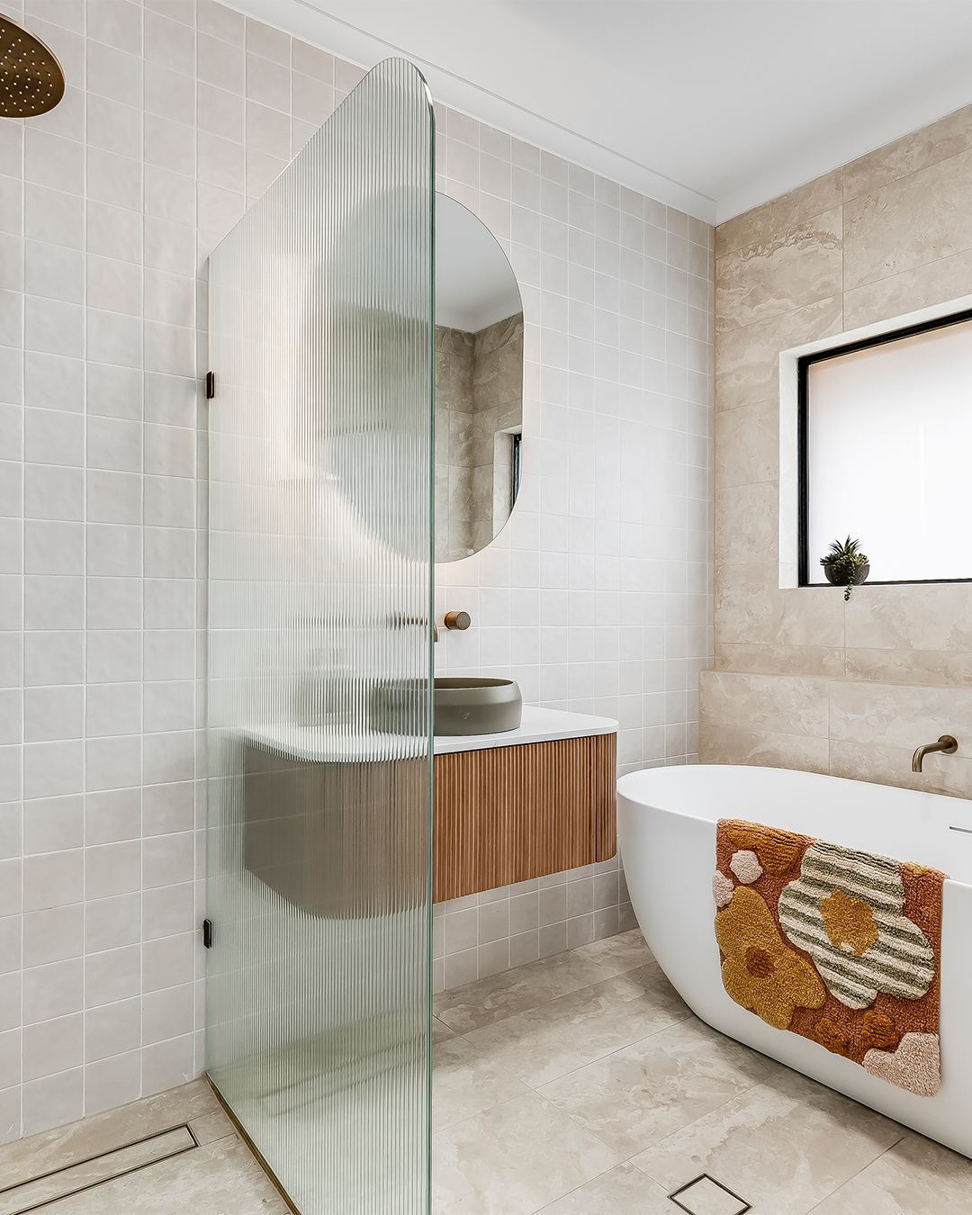 Nood Co Prism Circle Concrete Basin installed in a finished bathroom (2)