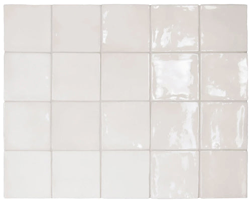 Manacor Series Spanish Handmade Wall Tile in White, Gloss finish