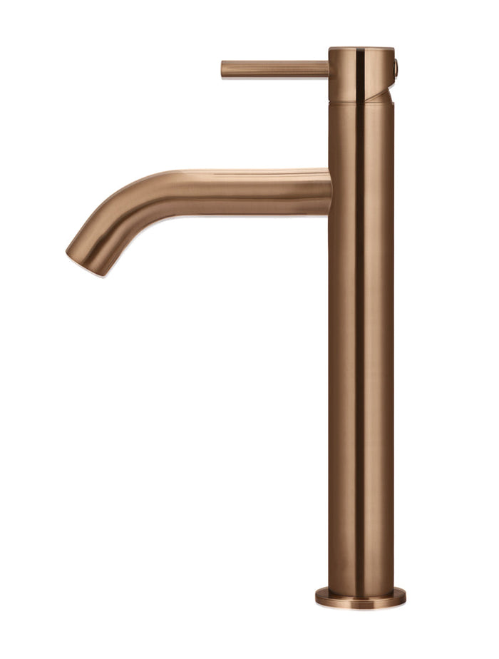Piccola Tall Basin Mixer Tap with 130mm Spout in Lustre Bronze | Meir #Colour_Lustre Bronze