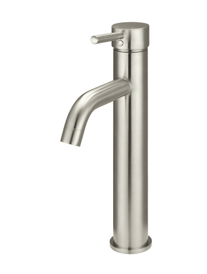 Round Tall Basin Mixer Curved in Brushed Nickel | Meir #Colour_Brushed Nickel