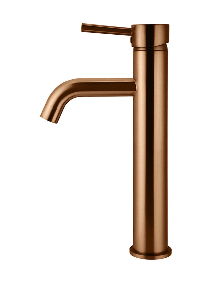 Round Tall Basin Mixer Curved in Lustre Bronze | Meir #Colour_Lustre Bronze