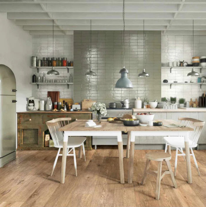 Glace Porcelain Wall Tile | Gloss Handmade Look Splashback Tile in Muschio