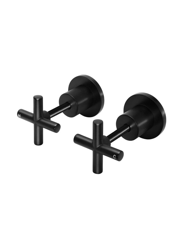 Round Cross Handle Jumper Valve Wall Top Assemblies in Matte Black | Meir #Colour_Matte Black