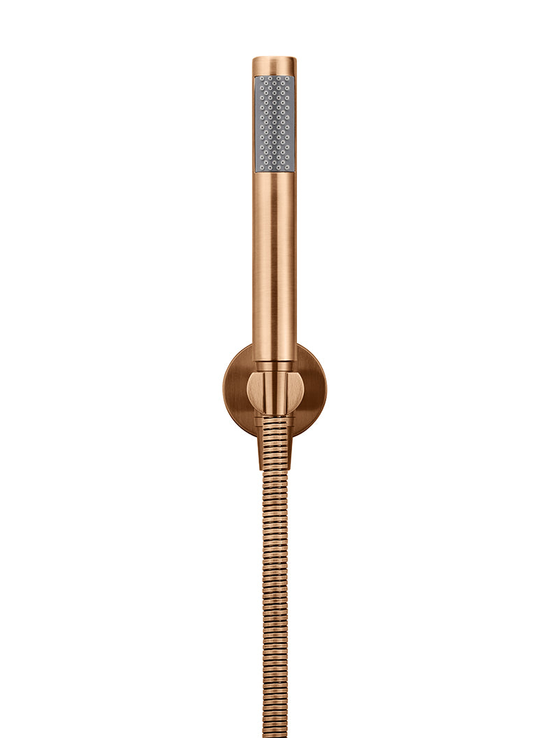 Round Hand Shower on Fixed Bracket in Lustre Bronze | Meir