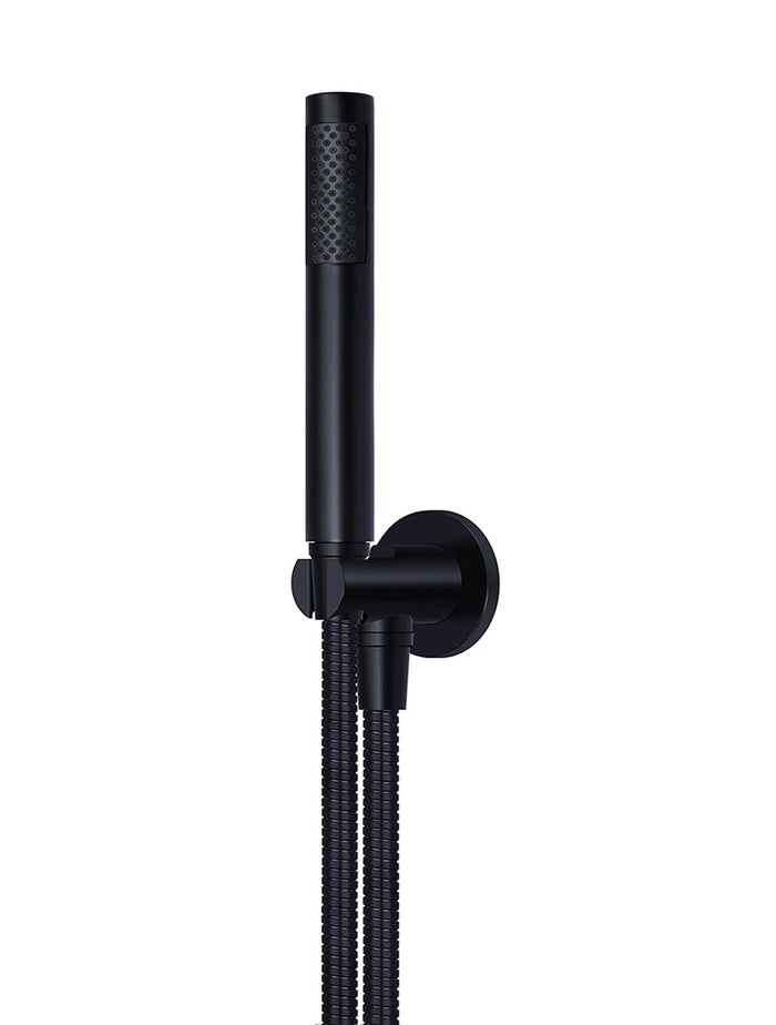 Round Hand Shower on Fixed Bracket in Matte Black | Meir #Colour_Matte Black