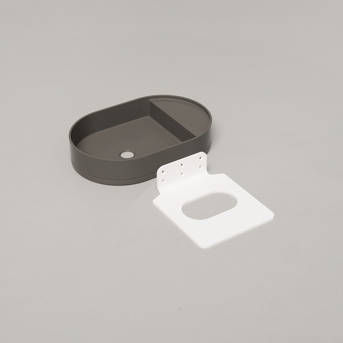 Nood Co Shelf Oval Concrete Basin in Mid Tone Grey | Nood Co