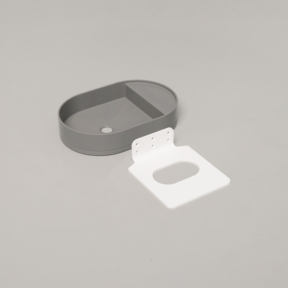 Nood Co Shelf Oval Concrete Basin in Sky Grey | Nood Co