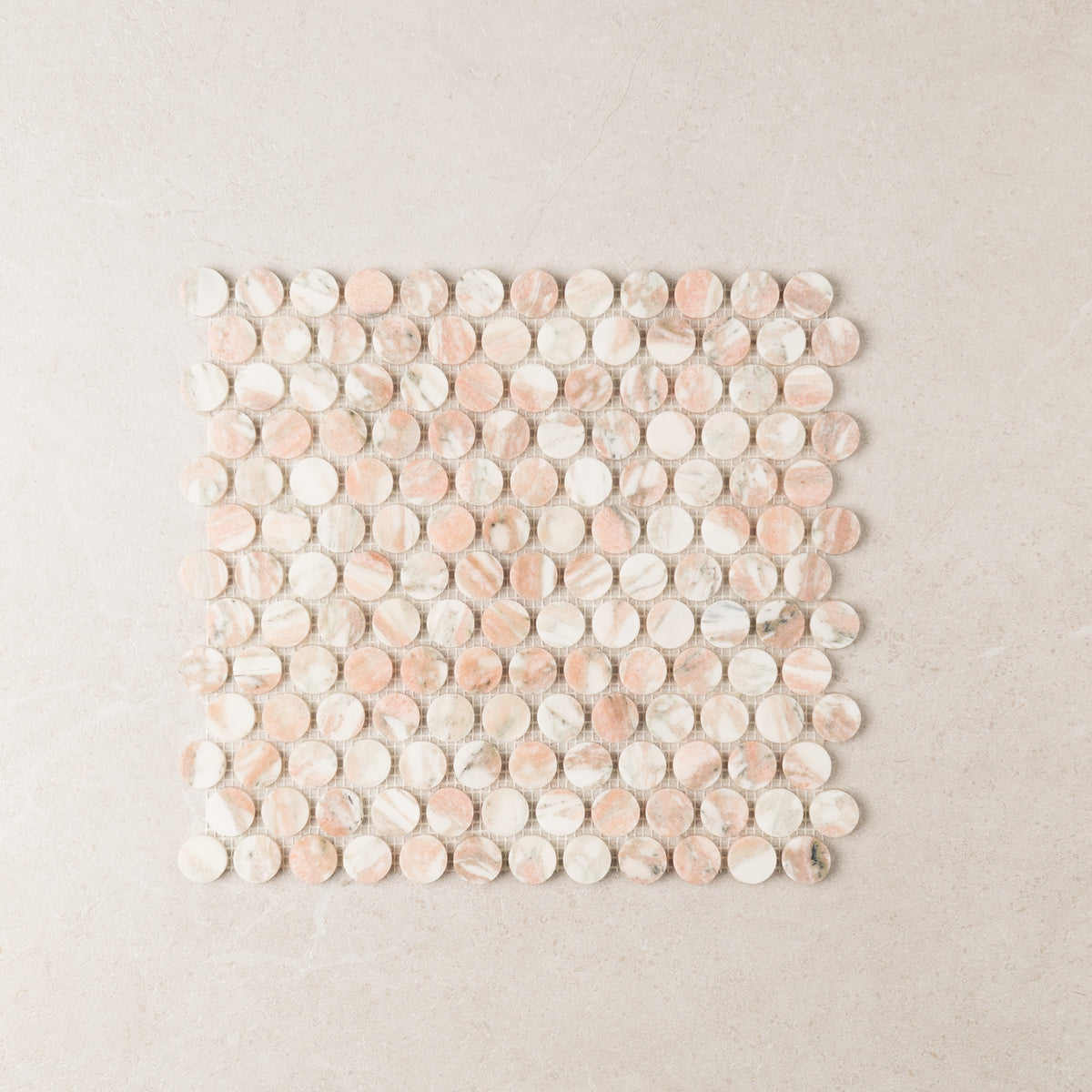 Norwegian Pink Penny Round Mosaic – Honed finish