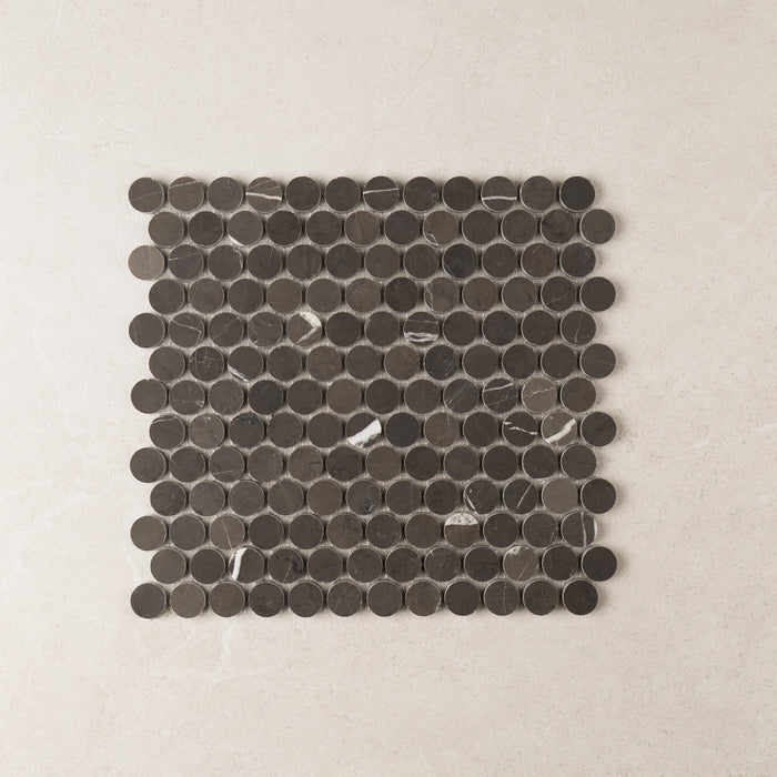 Pietra Grey Penny Round Mosaic – Honed finish