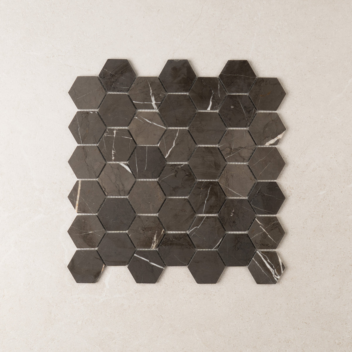 Hexagon Pietra Grey Marble Mosaic – Honed finish