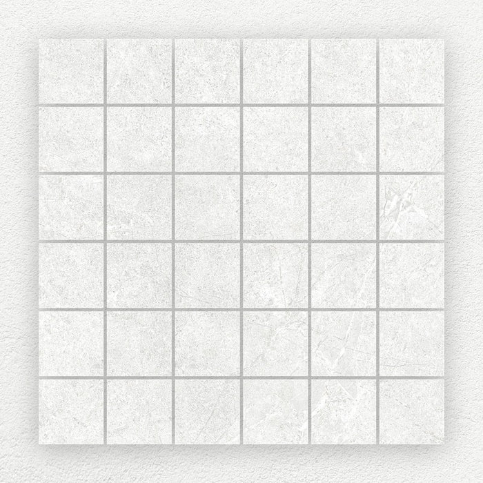 Pietra White porcelain 50 x 50 square mosaic sheet #Colour_White