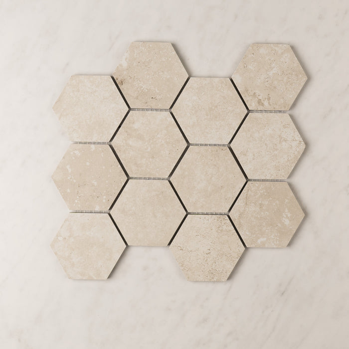 Precious Travertine Hexagon Mosaic
