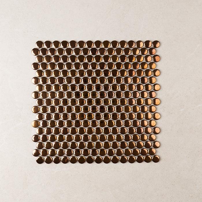 Rose Gold Penny Round Mosaic – Gloss finish