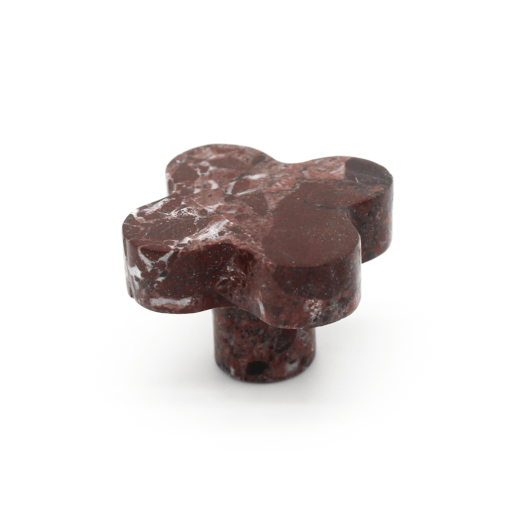 Stone Clover Shower Screen Knob in Rosso Levanto | Zephra