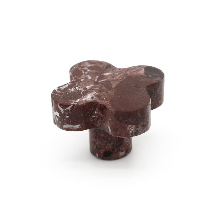 Stone Clover Cabinet Knob in Rosso Levanto | Zephra #Finish_Rosso Levanto