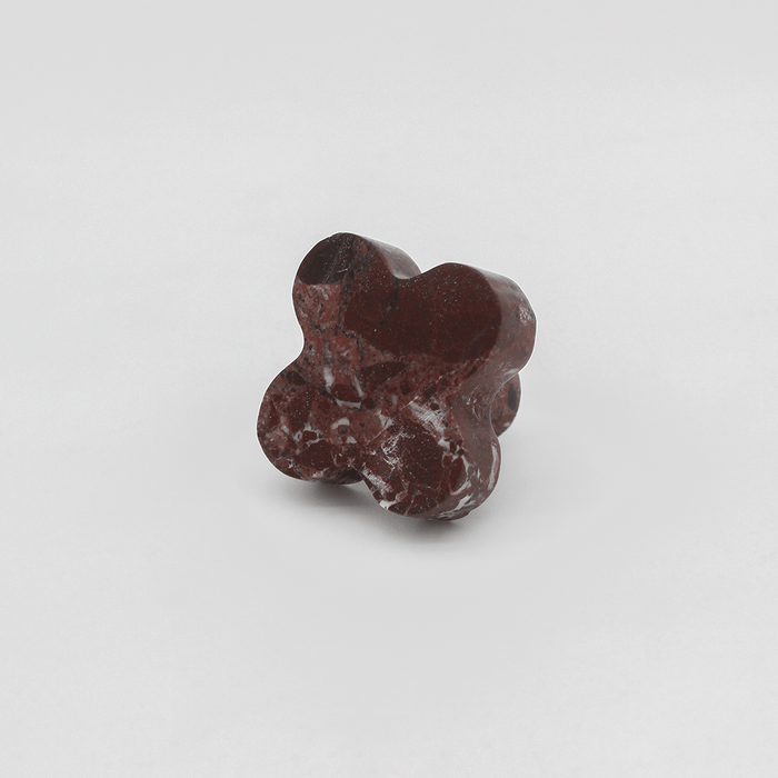 Stone Clover Cabinet Knob in Rosso Levanto | Zephra #Finish_Rosso Levanto