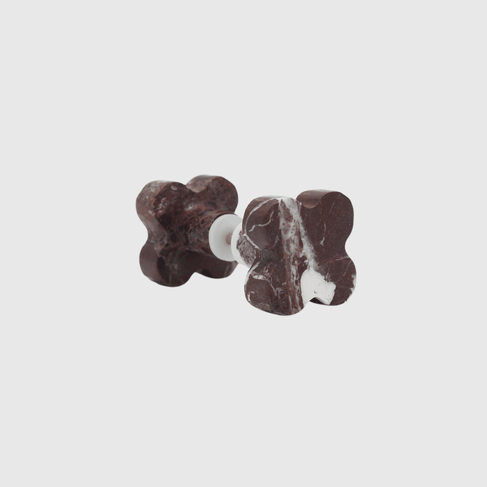 Stone Clover Shower Screen Knob in Rosso Levanto | Zephra #Finish_Rosso Levanto
